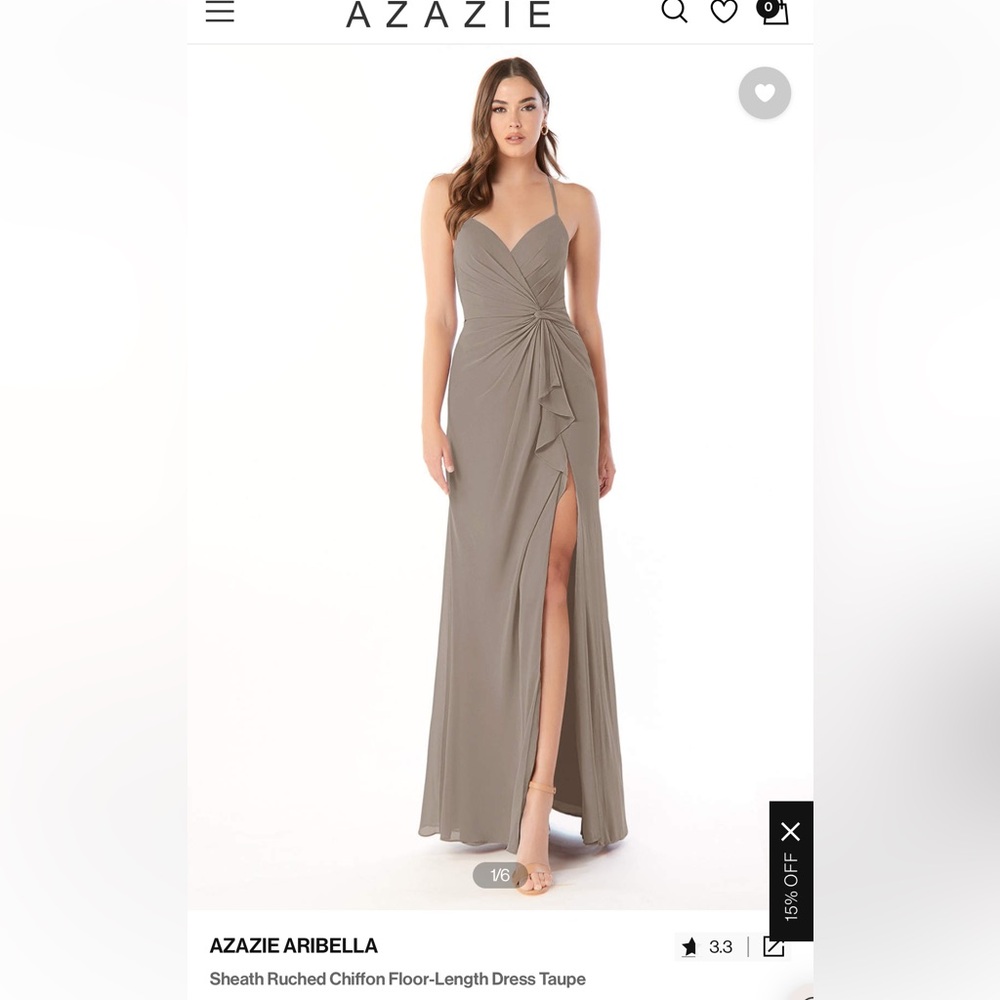 Azazie Taupe Aribella Dress
